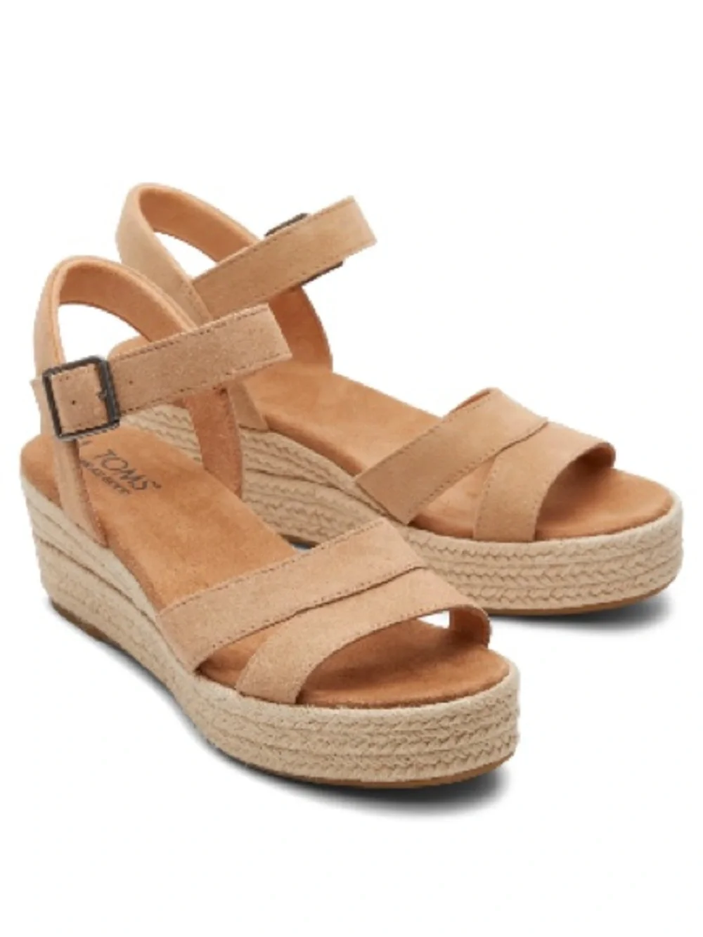 Toms Audrey Suede Honey Espadrille Wedge Sandals - NWT